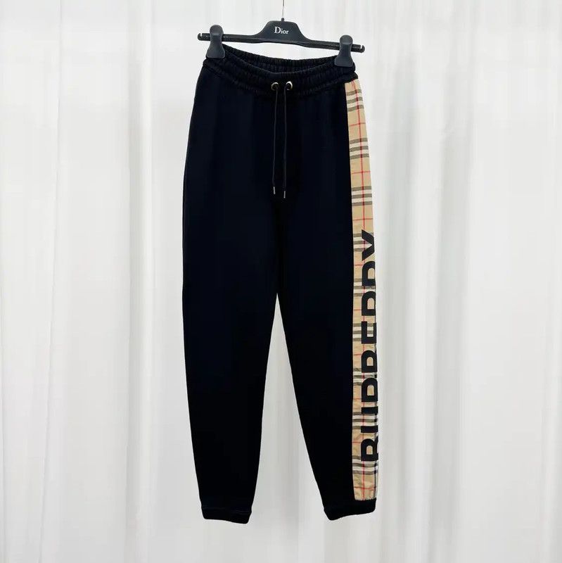 Burberry Burberry Black Cotton Check Drawstring Pants Size US 26 / EU 42 - 1 Thumbnail