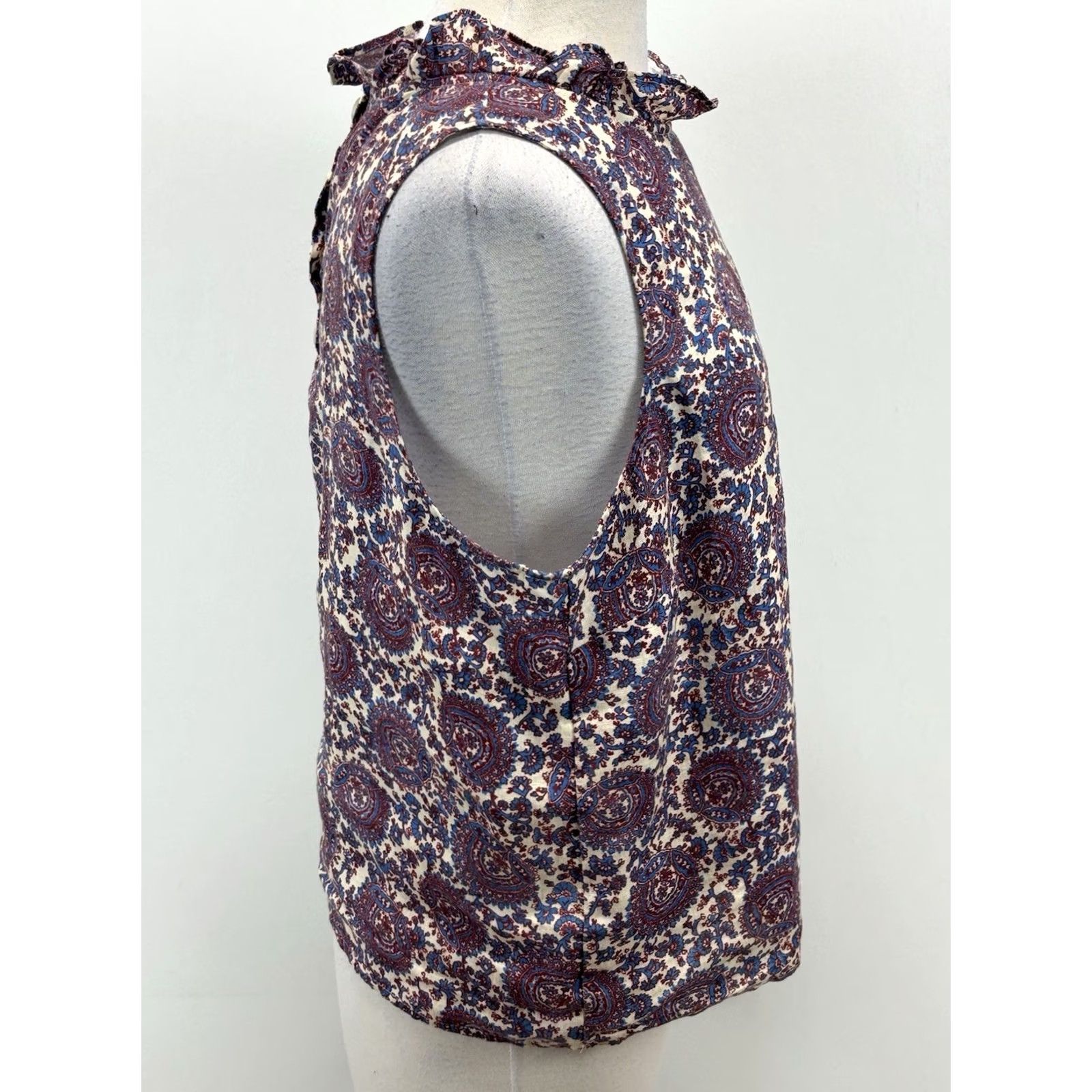 J.Crew J.CREW Top Women’s L Fleur Sleeveless Paisley Floral Ruffle Neck Blouse Linen Shirt Blouse Linen Multicolor Women Regular L Size L / US 10 / IT 46 - 4 Thumbnail