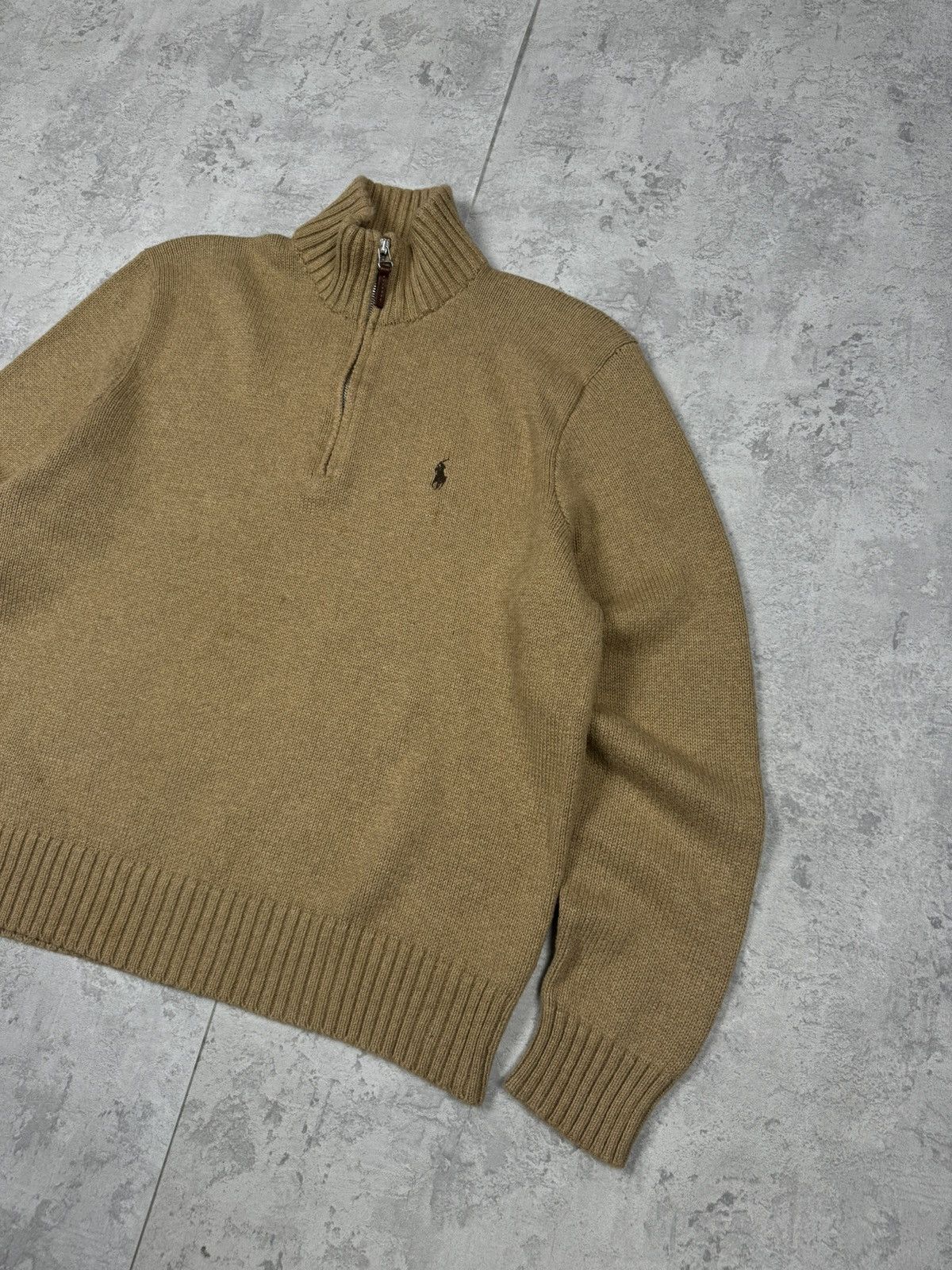 Polo Ralph Lauren Vintage Polo Ralph Lauren Y2K Beige Sweater 1/4 Zip Size L Size US L / EU 52-54 / 3 - 3 Thumbnail