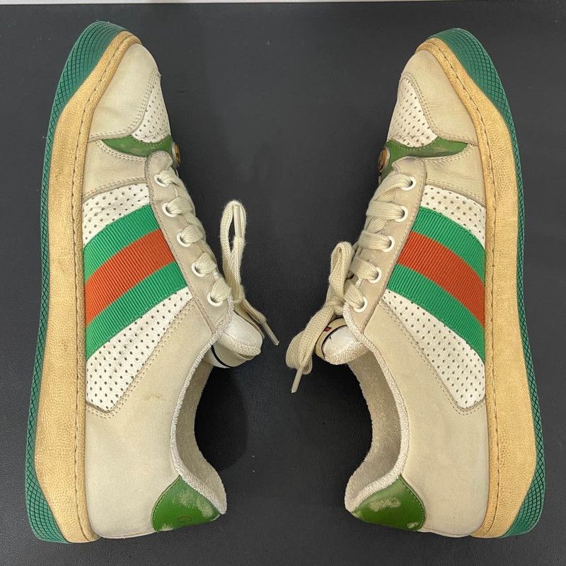 Gucci Gucci Screener Distressed Sneakers in Gray-Green - Size US 9 / EU 42 - 9 Thumbnail