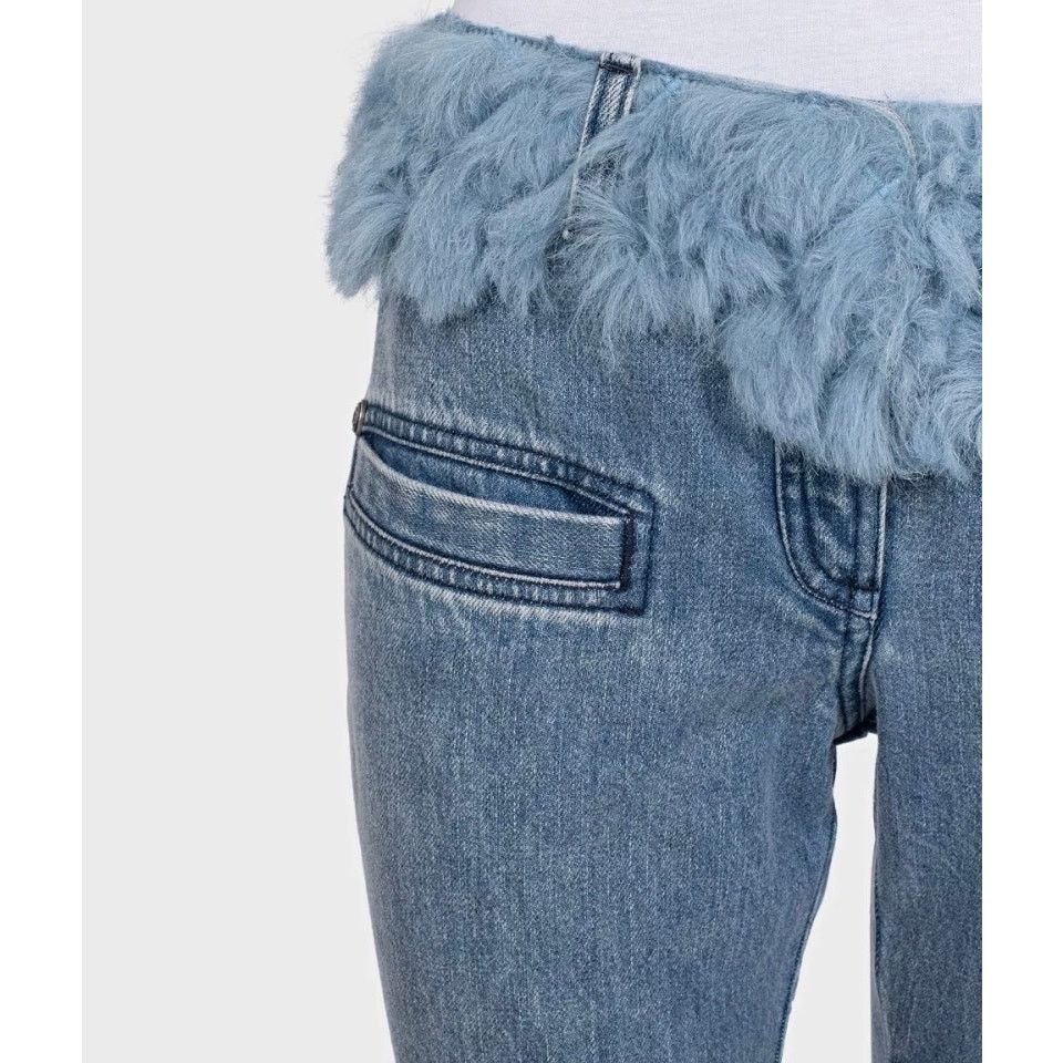 Chanel Chanel Light Blue Straight Fur Trim Jeans Sz.38 Size 27" / US 4 / IT 40 - 4 Thumbnail