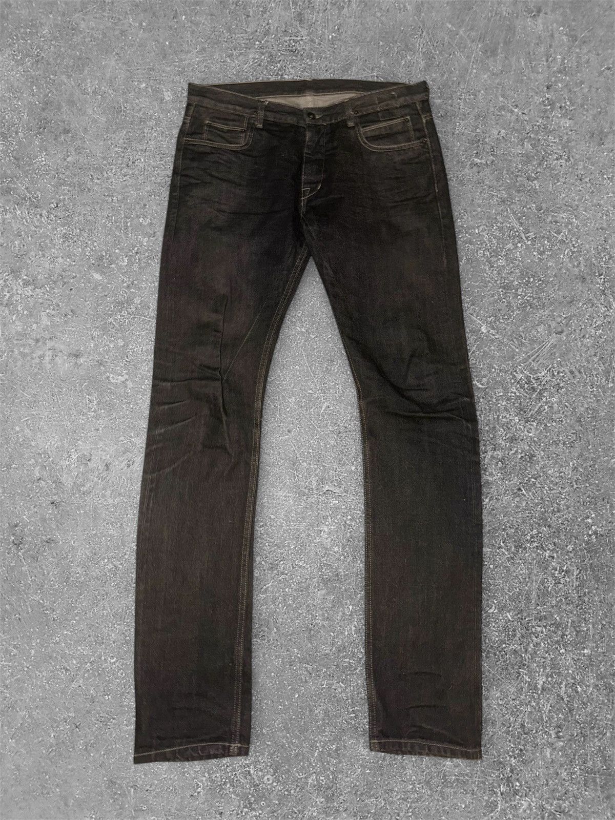 Rick Owens Detroit Cut Hard Black Denim