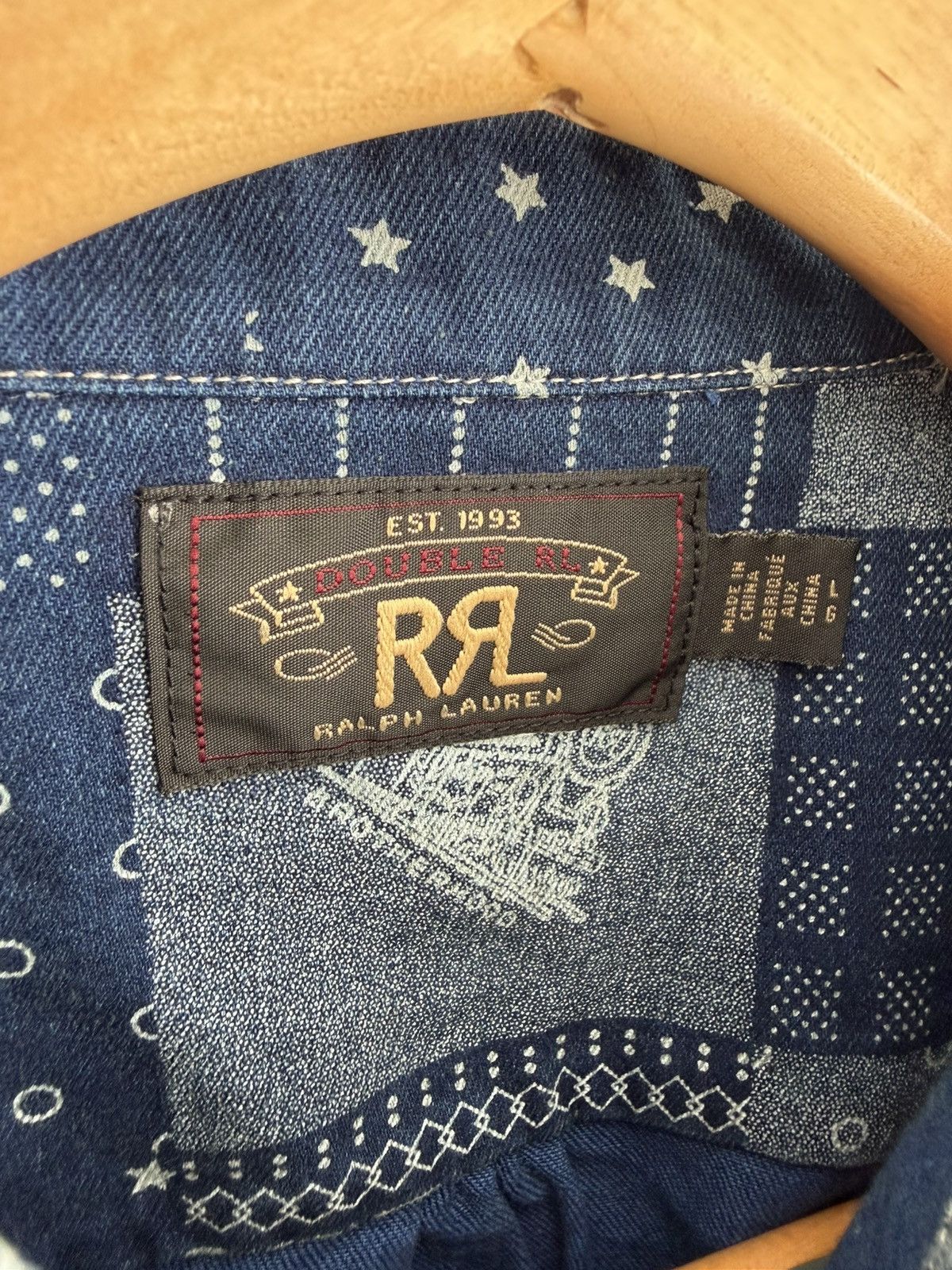 RRL Ralph Lauren RRL Double RL Ralph Lauren Denim Patch Work Shirt Blue Size US L / EU 52-54 / 3 - 6 Thumbnail