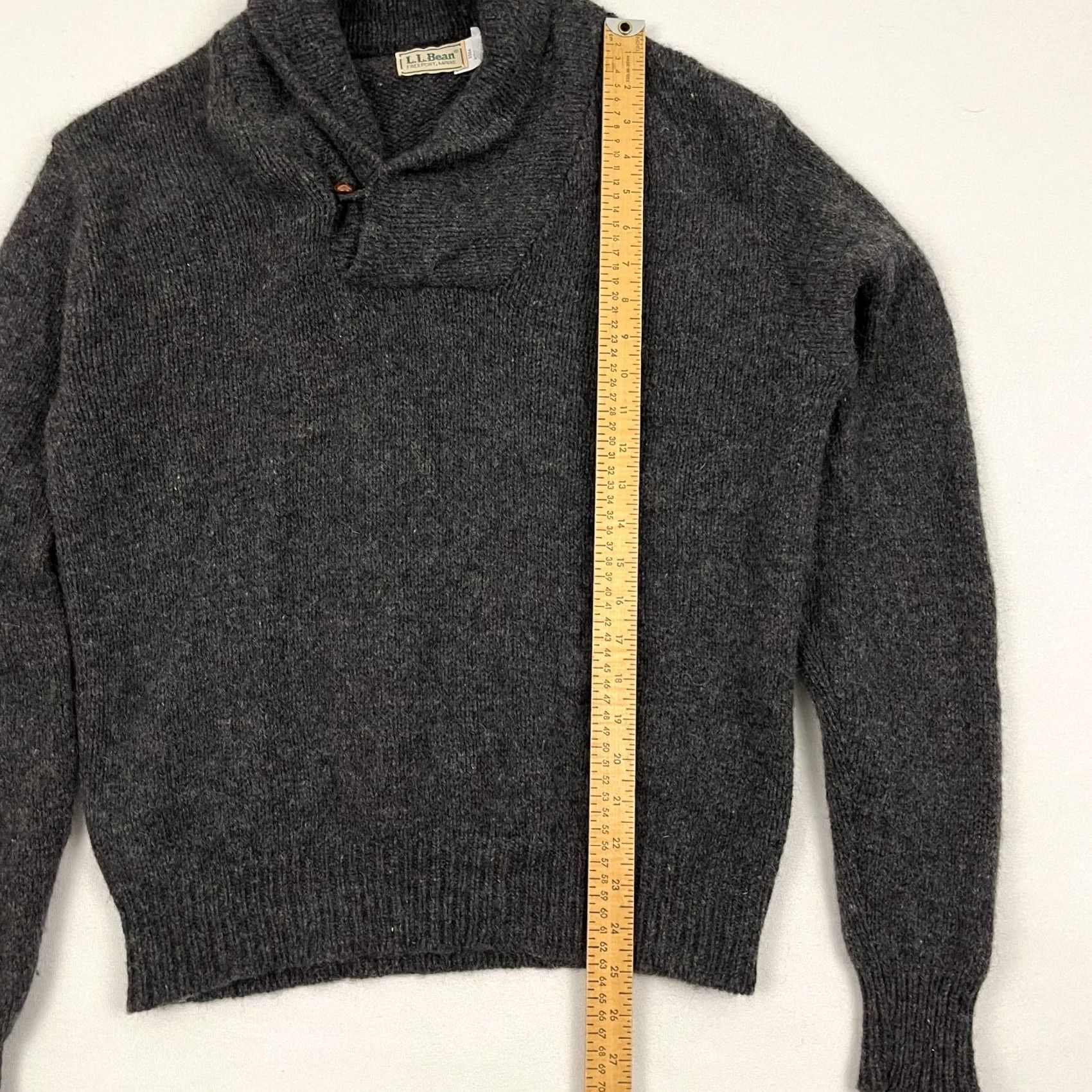 Vintage VINTAGE LL Bean Sweater Shirt Pullover Mens M Gray Wool Knit Shawl Collar Made in USA Size US M / EU 48-50 / 2 - 4 Thumbnail