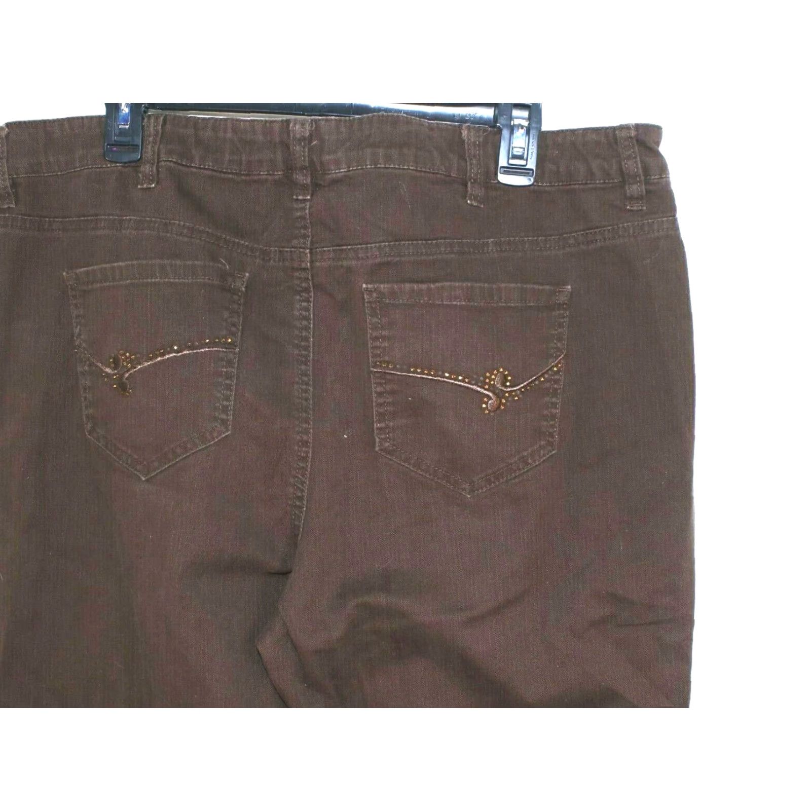 Vintage Beverly Drive Jeans Women's Plus Size 18W High Rise Casual Denim Straight Pant 37X29 Brown Pockets Size 40" / US 18 - 5 Thumbnail