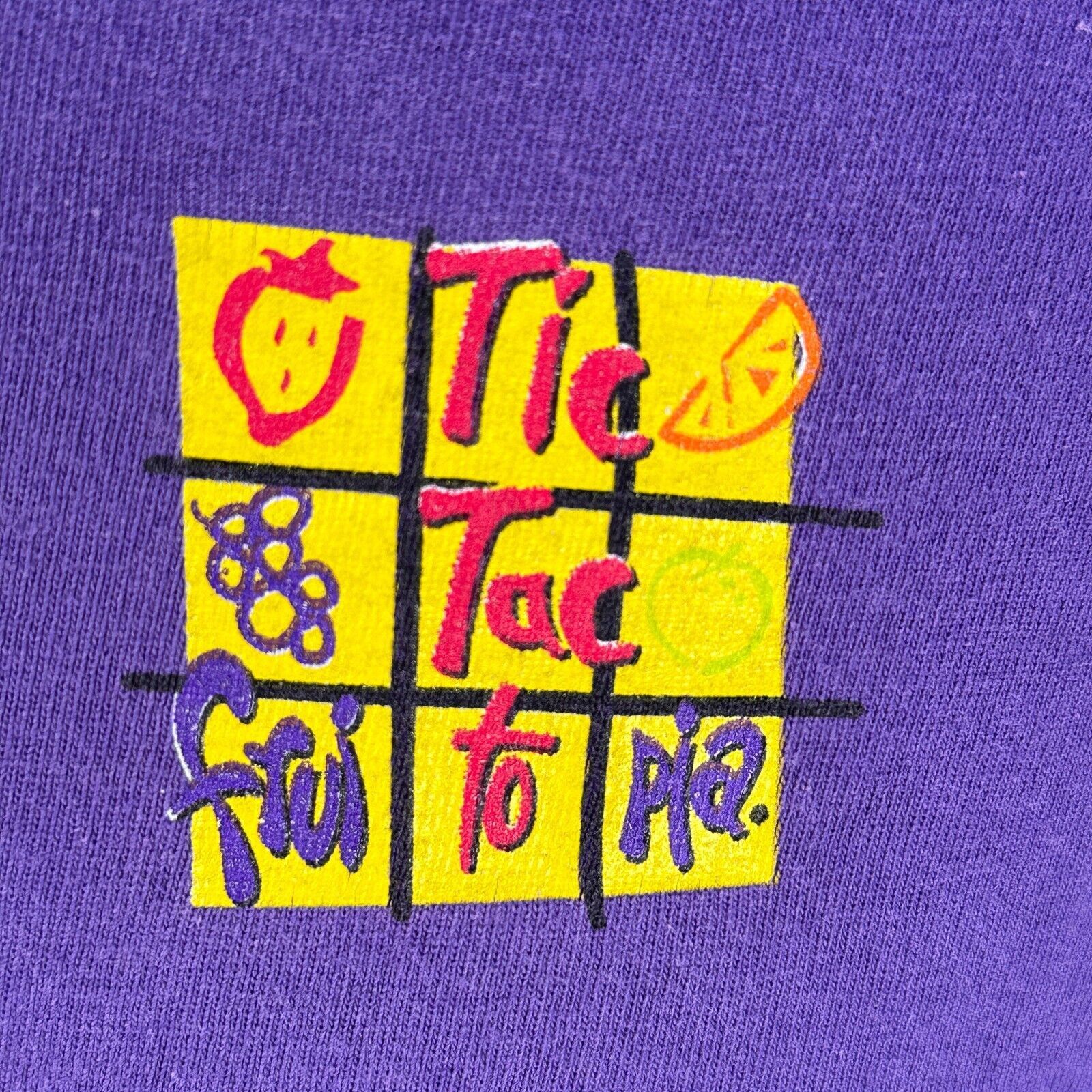 Hanes Vintage Frutopia Tic Tac Toe T-Shirt XL Purple Crew Neck 90s Size US XL / EU 56 / 4 - 7 Thumbnail