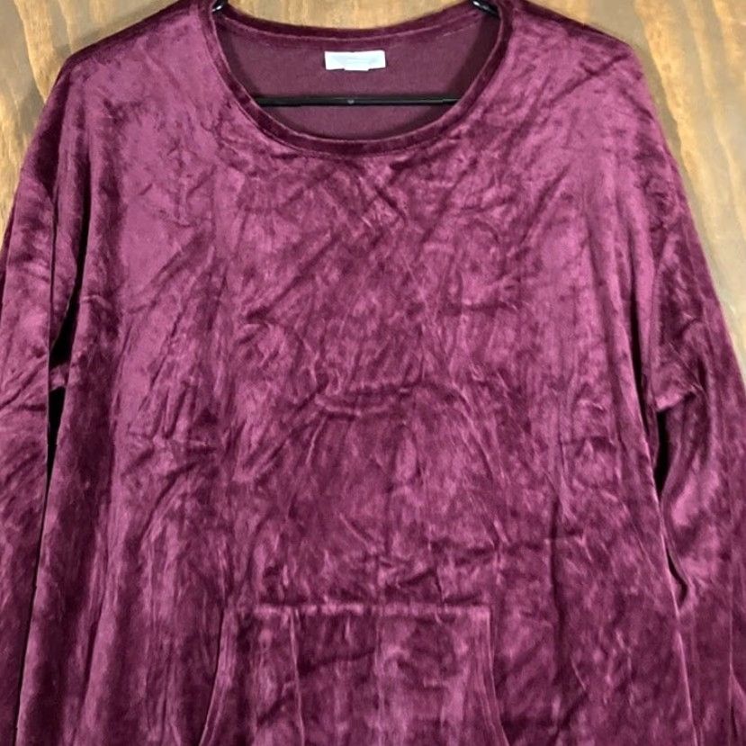 J. Jill Pure Jill Womens Sweater Burgundy Velvet Pullover Soft Pima Modal Blend XL Size XL / US 12-14 / IT 48-50 - 2 Thumbnail