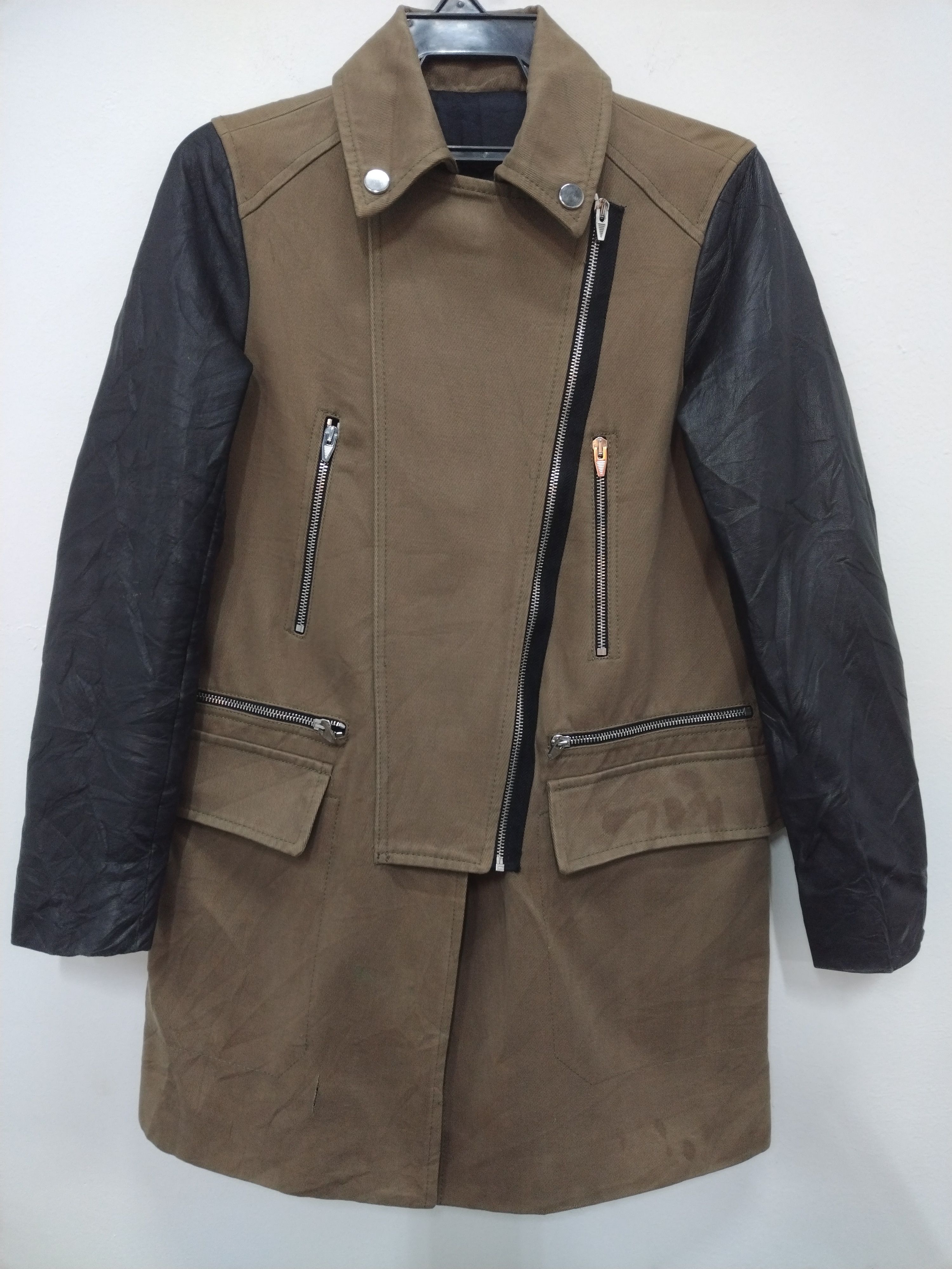 Genuine Leather × Zara Denim + Leather long Jacket Zara Size US S / EU 44-46 / 1 - 1 Thumbnail