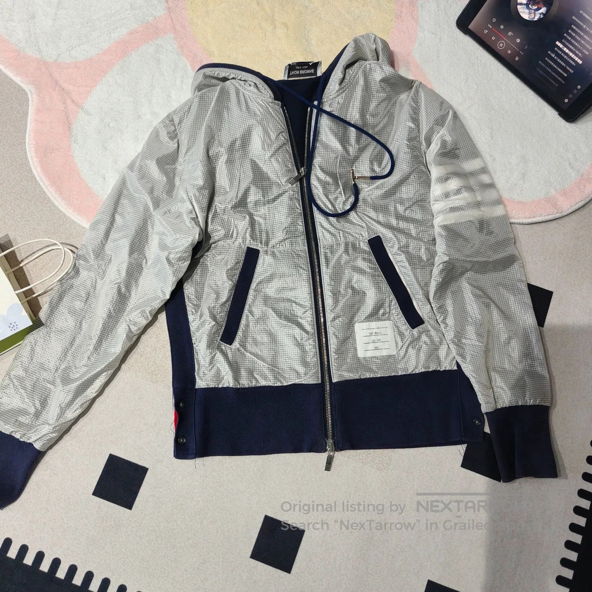 Thom Browne Thom Browne Gray Blue Hooded Jacket. Size US M / EU 48-50 / 2 - 1 Thumbnail