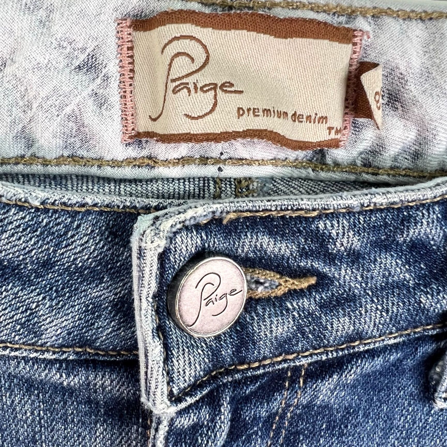 Paige Vintage Paige Hollywood Hills Women's Denim Jeans Size 29 Blue Bootcut 30x33 US Size 29" - 4 Thumbnail