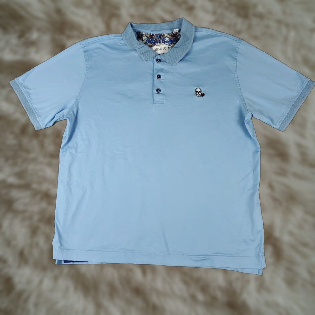 Robert Graham Robert Graham Polo Shirt Mens XL Blue Skull Embroidered Short Sleeve Adult Size US XL / EU 56 / 4 - 1 Thumbnail