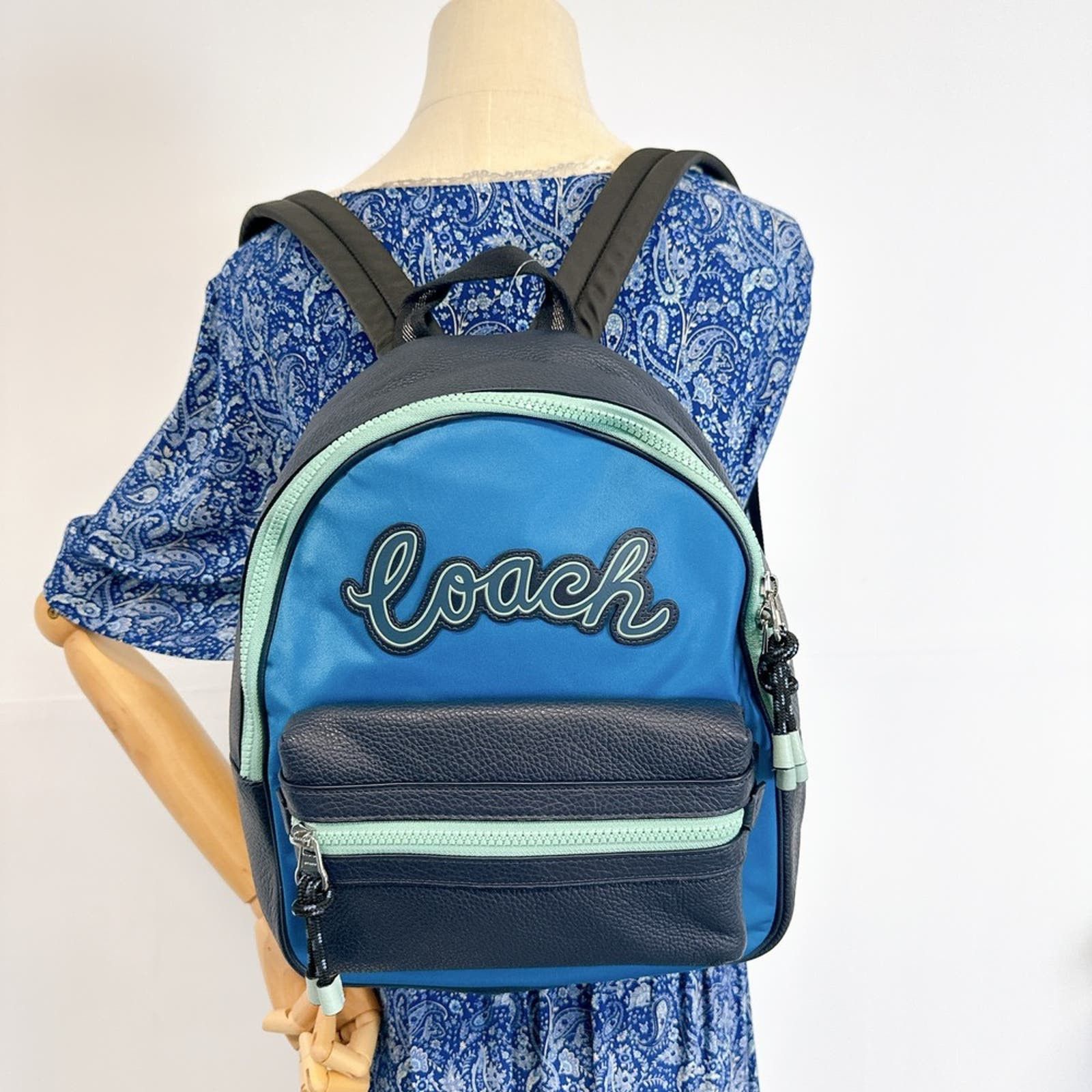 image of Coach F76647 Vale Backpack In Cerulean Multi in Blue, Women's