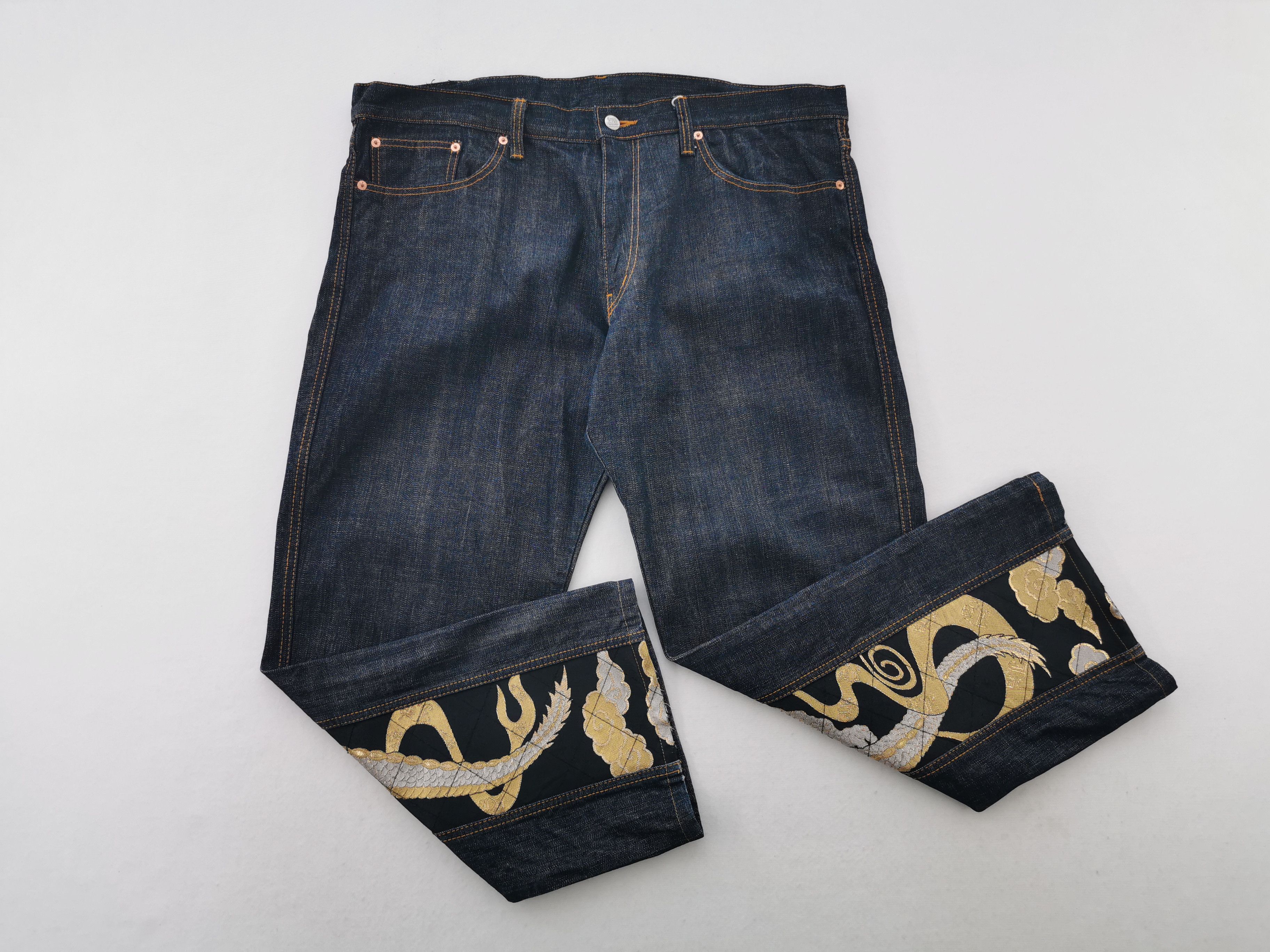 Japanese Brand × Vintage Vintage Juvenile Delinquent Dragon Indigo Denim Size 41 Size US 41 - 4 Thumbnail
