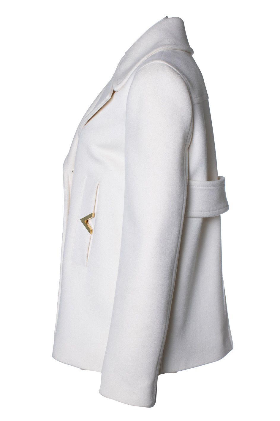 Valentino Valentino, V logo wool and cashmere coat in white Size M / US 6-8 / IT 42-44 - 3 Thumbnail