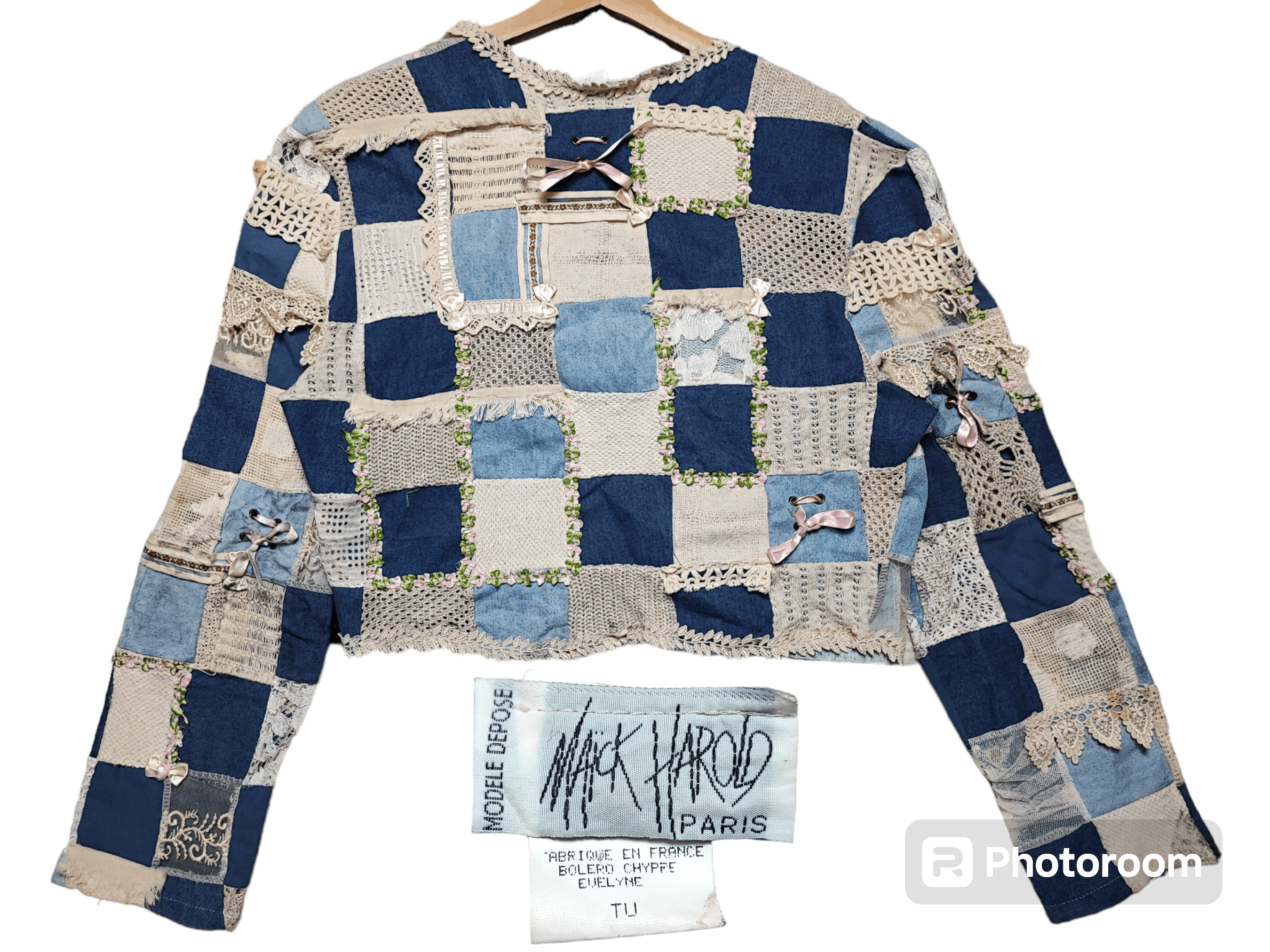 Le Grande Bleu (L.G.B.) Crop Top Patch Work By Rick Harold Size S / US 4 / IT 40 - 2 Thumbnail