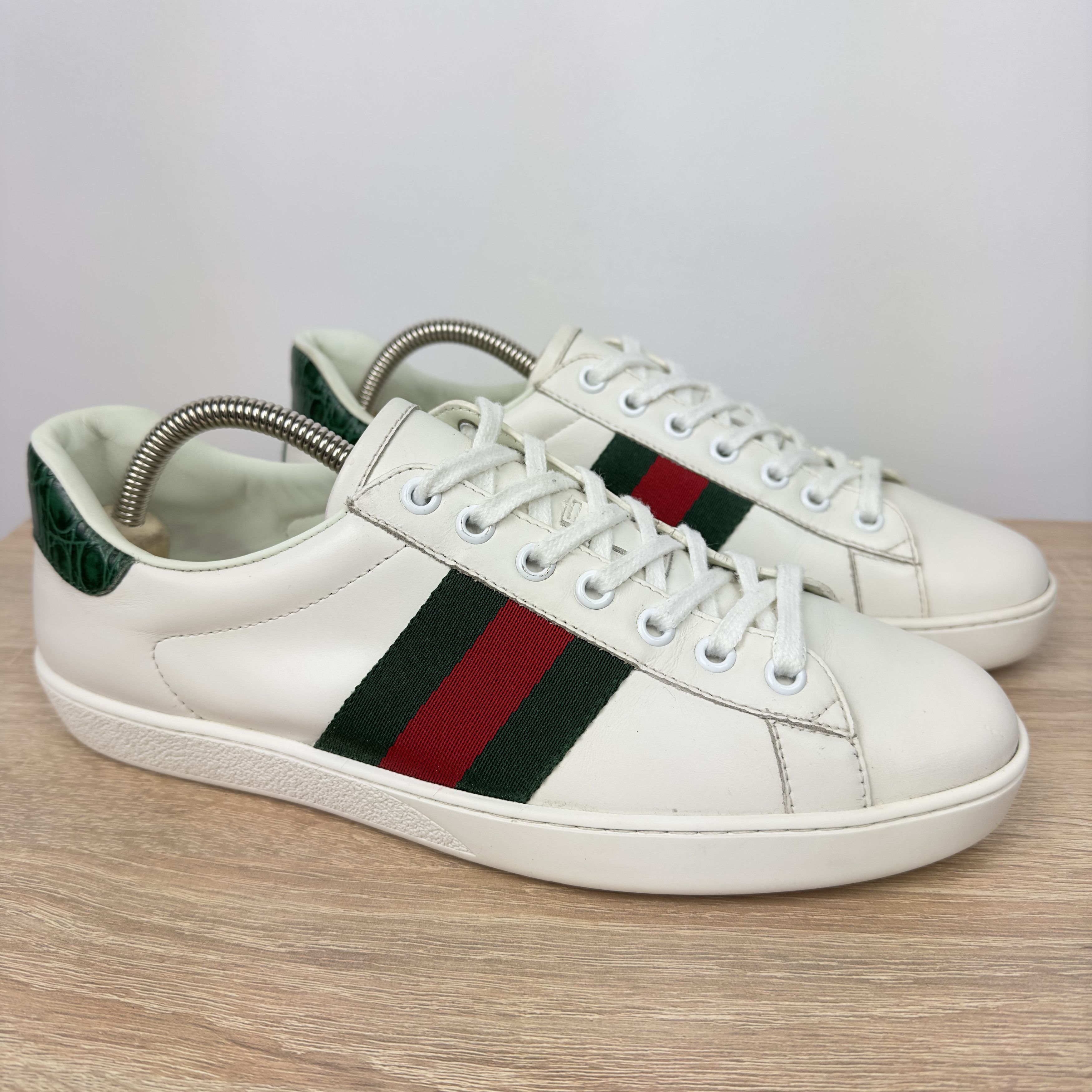 Gucci Ace Web White/Green 386750 Shoes Size 7 G Size US 7.5 / EU 40-41 - 2 Thumbnail