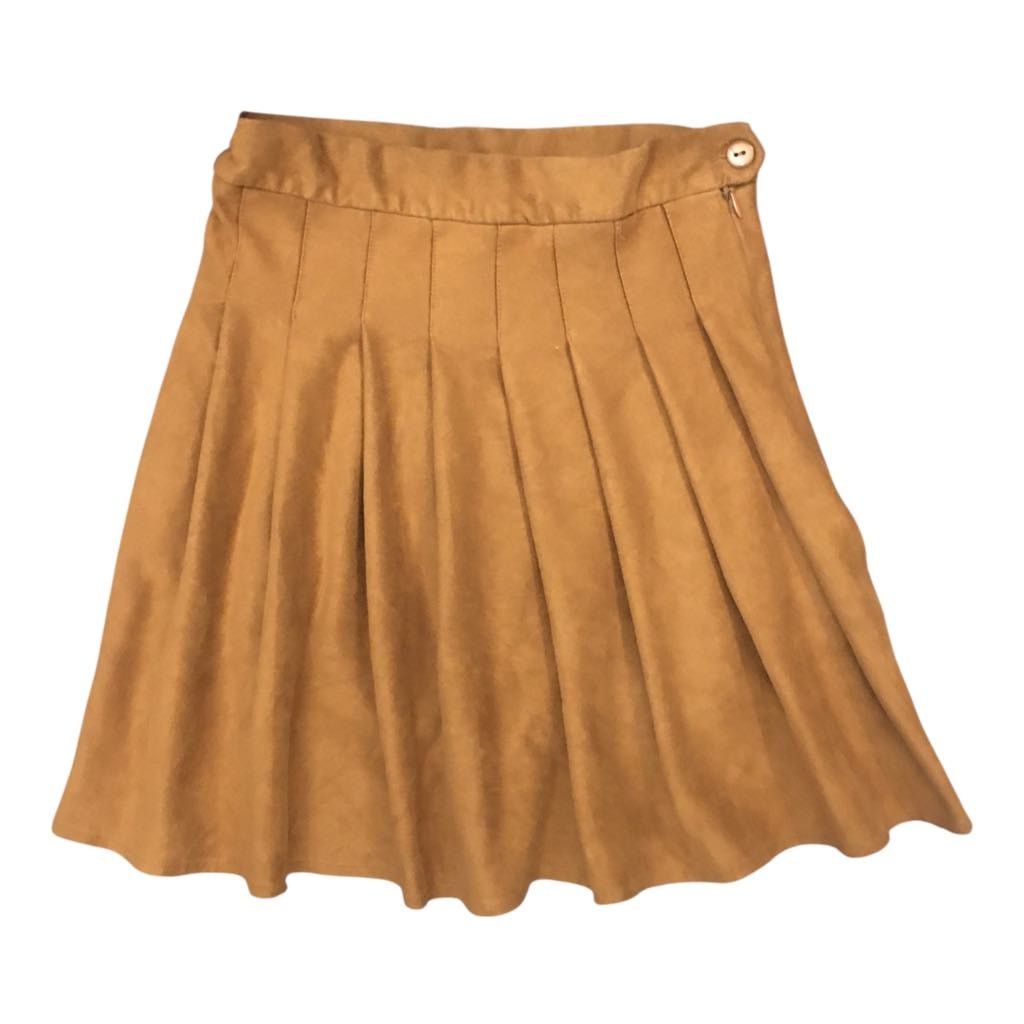 Other Retro/Vintage Gold Yellow Pleated Mini Skirt XS Waist 26" Size 26" / US 2 / IT 38 - 1 Thumbnail