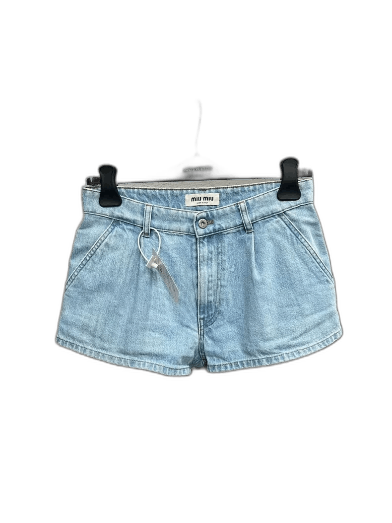 Miu Miu miumiu light blue denim shorts Size US 38 / EU 54 - 1 Thumbnail