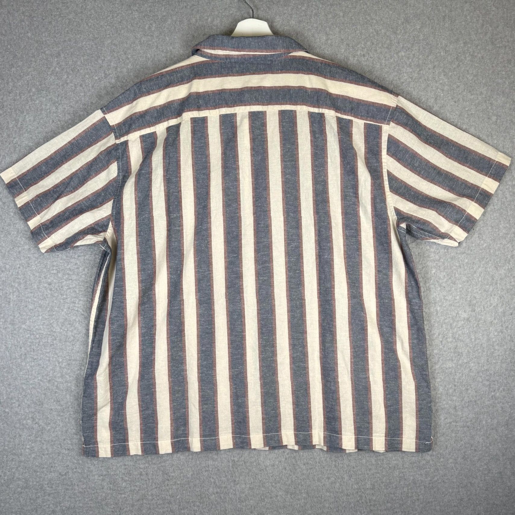 Vintage Aéropostale Shirt Men L Gray Multi Striped Short Sleeve Button Up Size US 33 - 6 Thumbnail