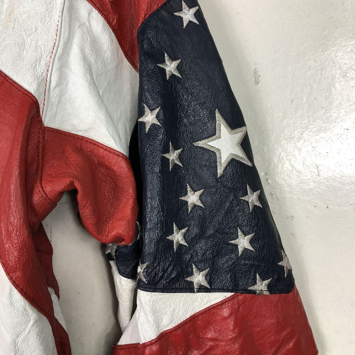 Michael Hoban 🔥VINTAGE LEATHER JACKET BOMBER MICHAEL HOBAN USA FLAG Size US M / EU 48-50 / 2 - 17 Thumbnail