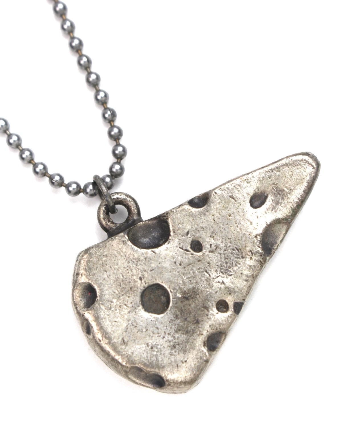 Vintage 2000S JAPANESE MADE CHEESE WEDGE DISTRESSED SILVER NECKLACE Size ONE SIZE - 3 Thumbnail