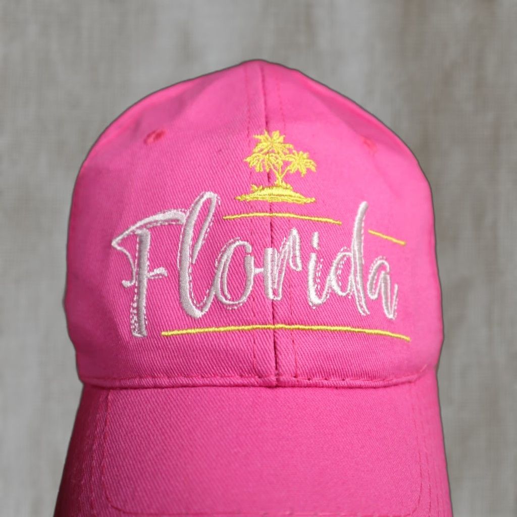 Pinko Florida Pink Hat Adult Adjustable Strapback Baseball Cap Hat Size ONE SIZE - 1 Thumbnail