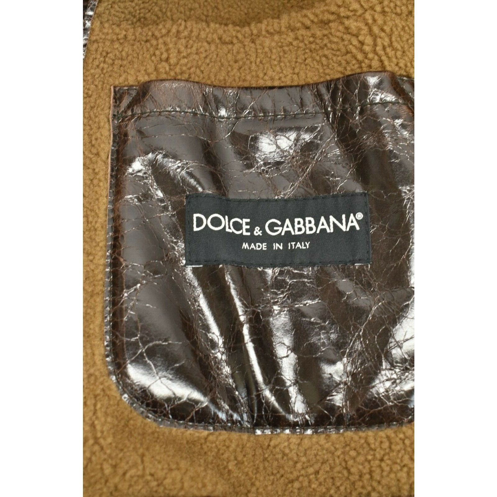 Dolce & Gabbana DOLCE GABBANA BROWN LEATHER BOMBER SHEARLING JACKET 54 44 Size US L / EU 52-54 / 3 - 8 Thumbnail
