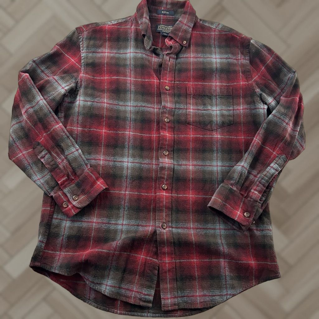 Pendleton Pendleton Button-Up Shirt Men Long Sleeve Plaid Flannel Red Gray M Size US M / EU 48-50 / 2 - 1 Thumbnail