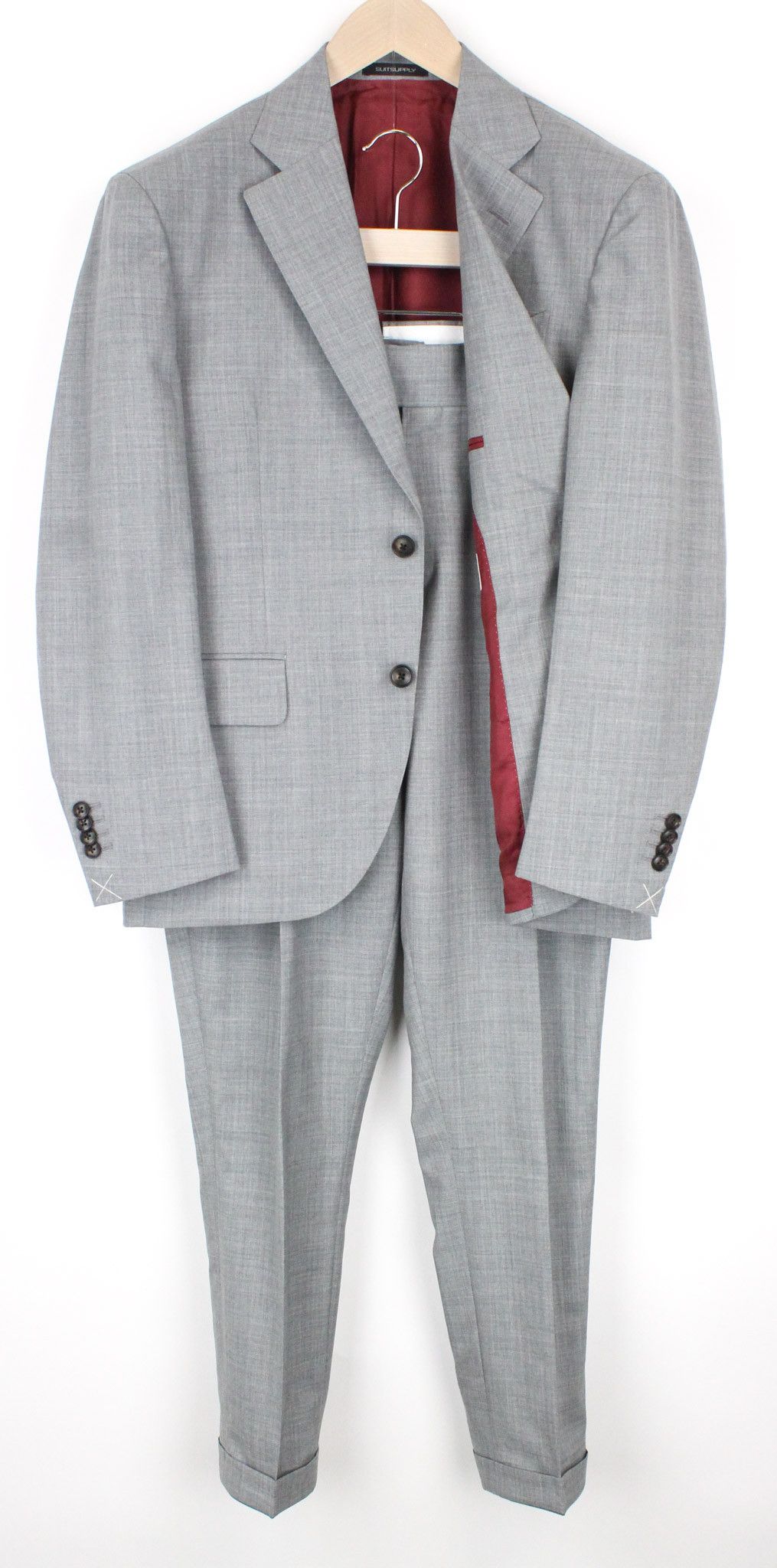 Suitsupply LA SPALLA UK40R Grey Slim Wool S120 Suit 73241 Size 40R - 1 Thumbnail