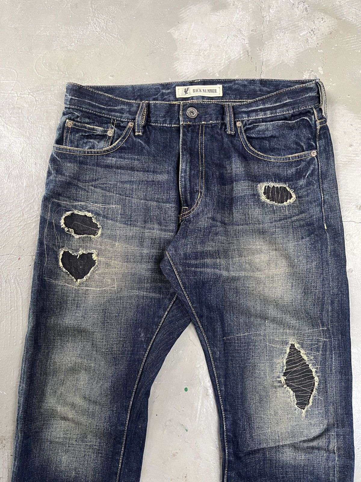 Japanese Brand Distressed Back Number Boro Sashiko Style Patchwork Capri Size US 34 / EU 50 - 3 Thumbnail