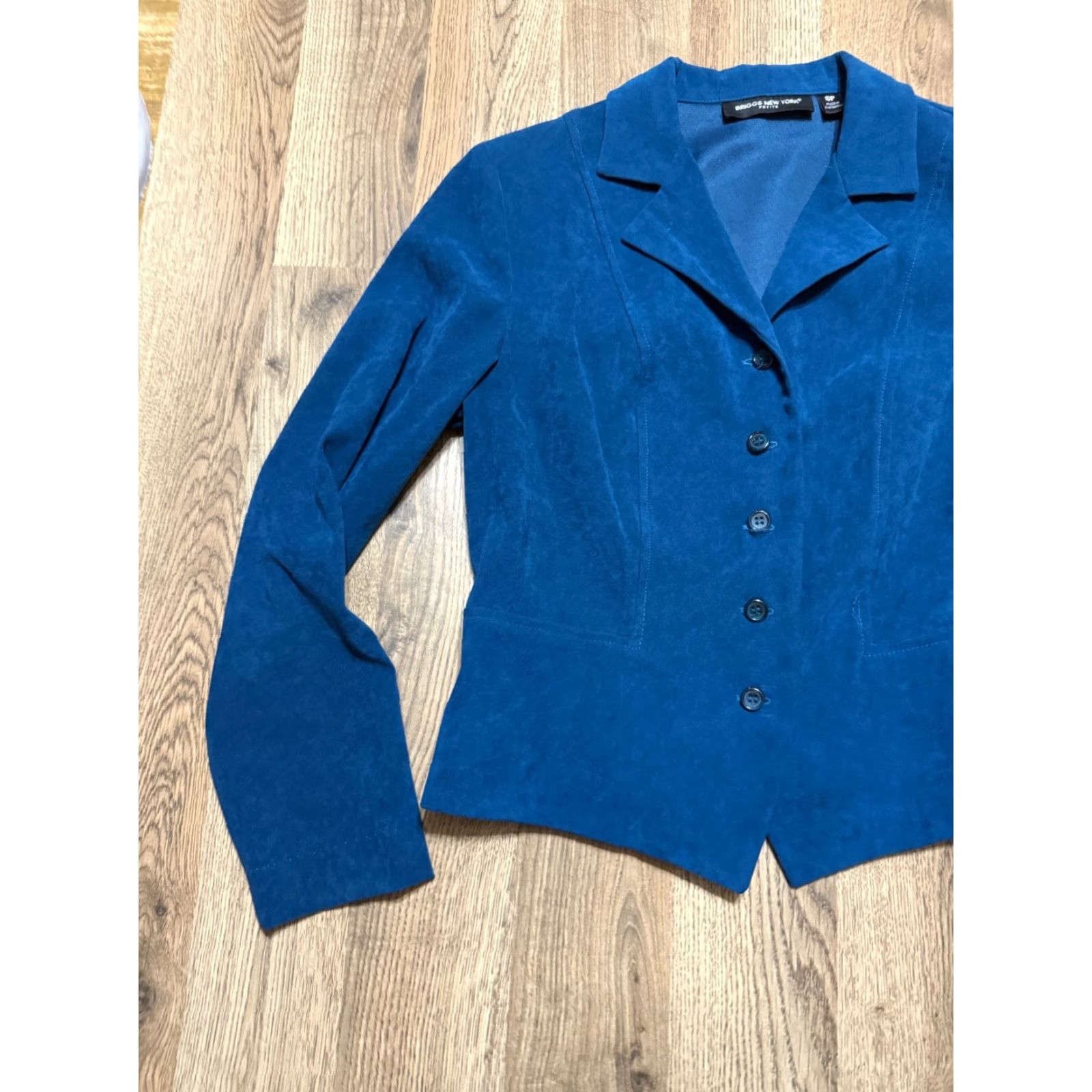 Vintage VINTAGE Briggs New York Jacket Womens 8 Petite Blue Blazer Padded Shoulders Button Up Size M / US 6-8 / IT 42-44 - 3 Thumbnail