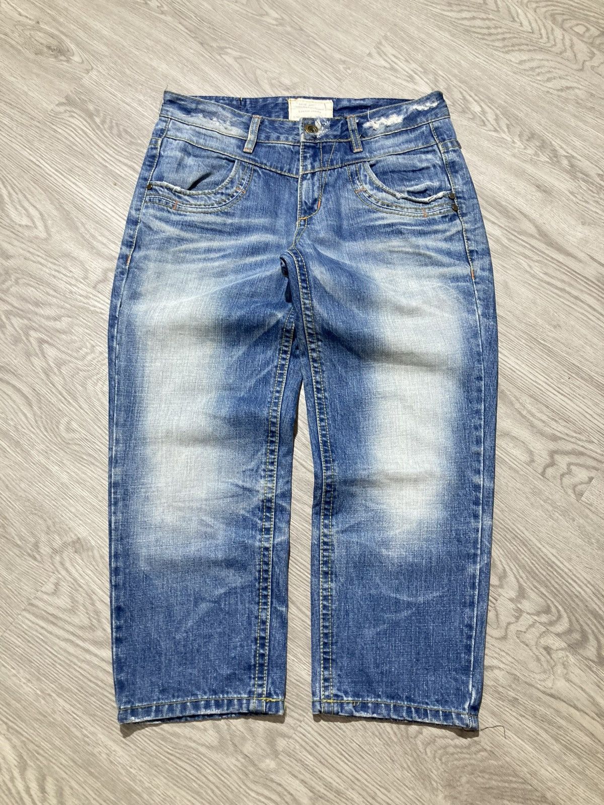 If Six Was Nine 2000s Lolita Y2k Studded Faded 3/4 Jeans Pants Lgb Punk Size US 32 / EU 48 - 11 Thumbnail