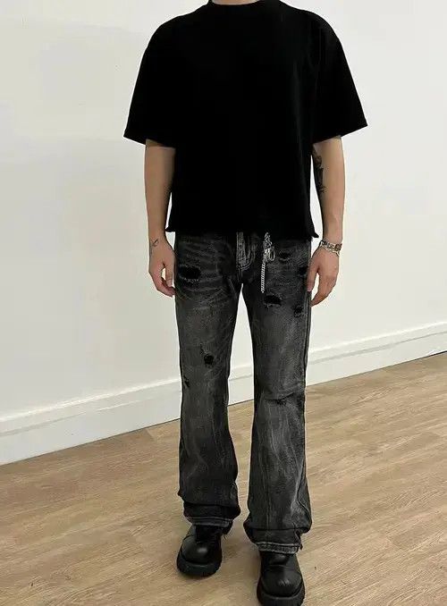 Japanese Brand × Jean Vintage washed distressed rare ripped jeans Size US 32 / EU 48 - 1 Thumbnail