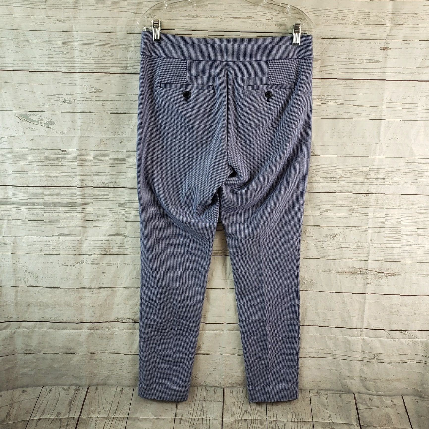 Ann Taylor Ann Taylor LOFT Marisa Pants Womens Sz 6 Blue Houndstooth Mid Rise Cotton Blend Size 28" / US 6 / IT 42 - 3 Thumbnail