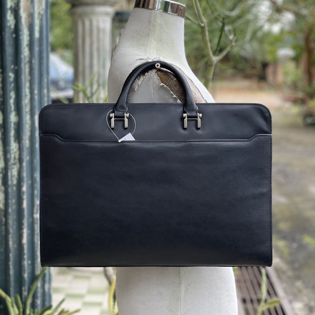 Leather × Pierre Cardin Vintage Pierre Cardin Black Leather Briefcase/Office Bag Size ONE SIZE - 3 Thumbnail