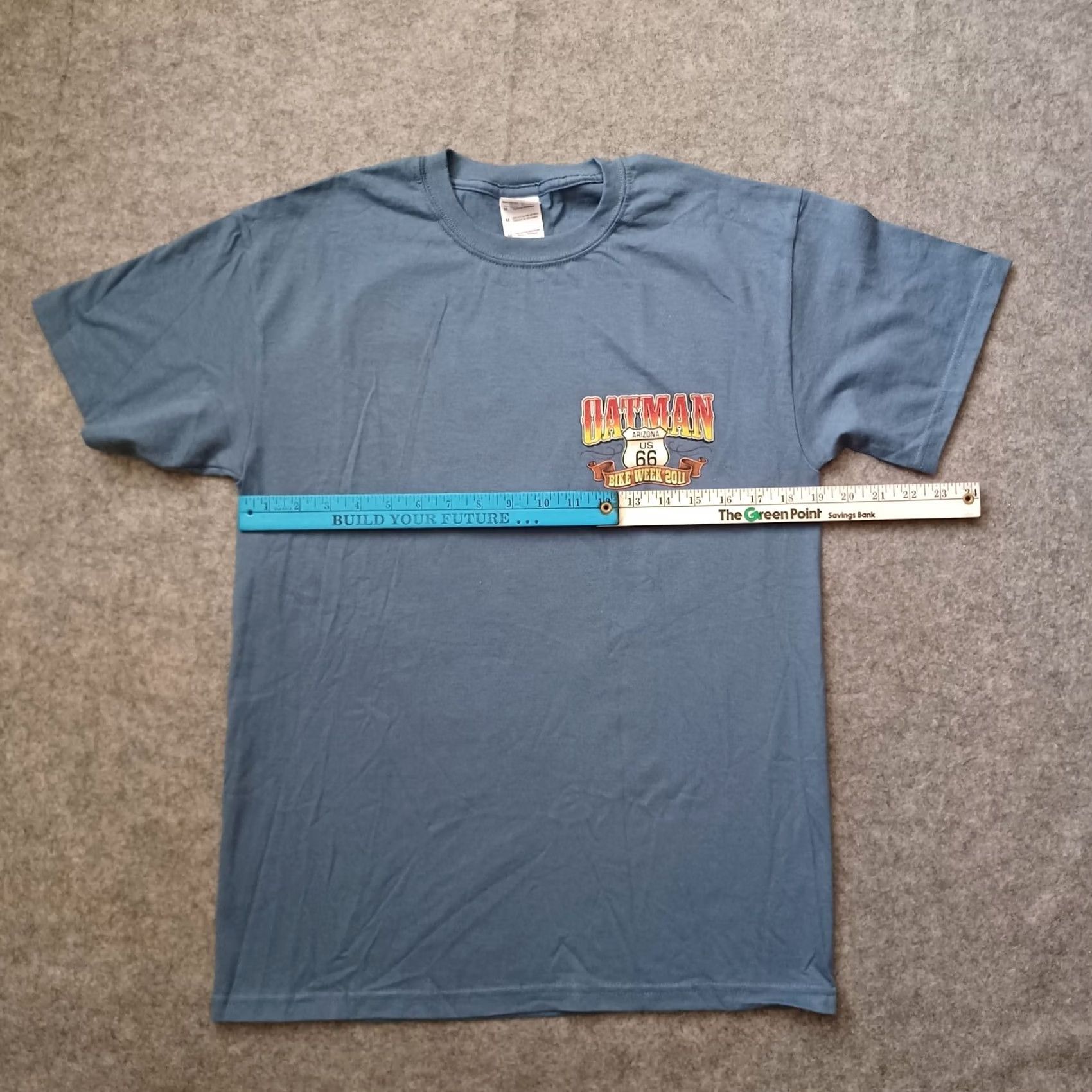 Gildan Oatman Bike Week Mens Shirt Medium Blue Logo US 66 Arizona Short Sleeve 2011 Size US M / EU 48-50 / 2 - 6 Thumbnail