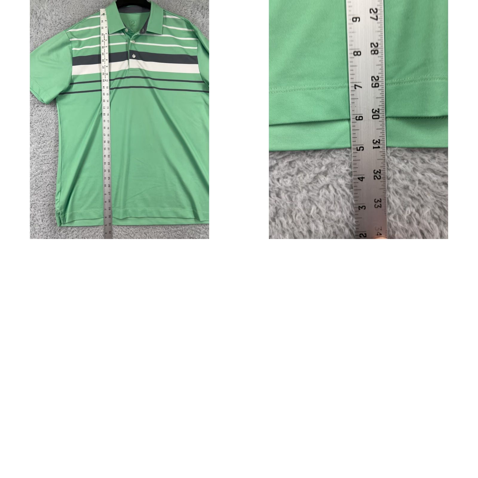 Vintage 2nd Guy Golf Polo Shirt Mens L Green White Striped Polo Adult Regular 100% Polyester Golf Theme) Size US L / EU 52-54 / 3 - 9 Thumbnail