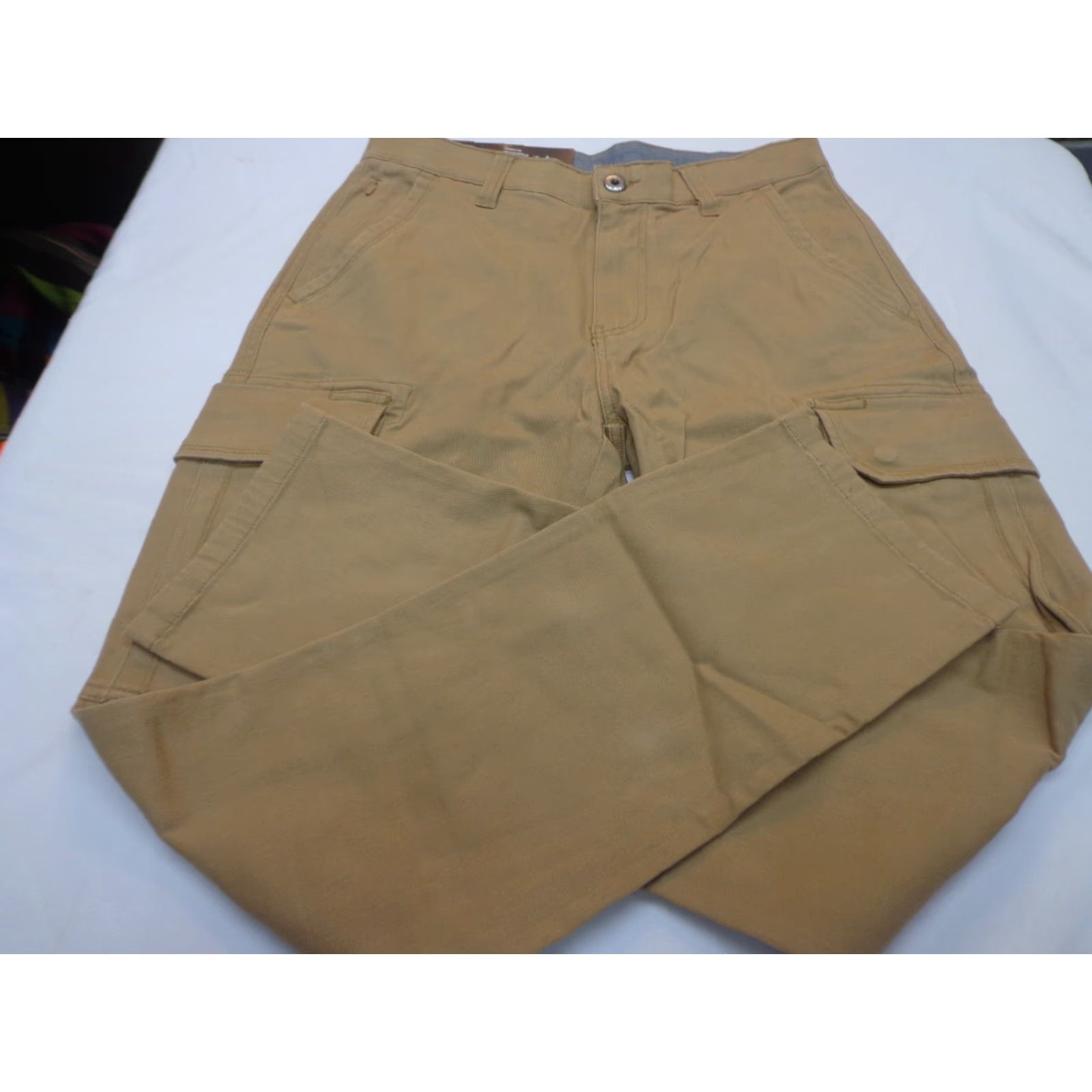 Vintage IRON Co. Liberty Cargo Pants Men 32x32 Beige Khaki 98% Cotton 2% Spandex Stretch Straight Cargo Weave Boardwalk Size US 32 / EU 48 - 4 Thumbnail