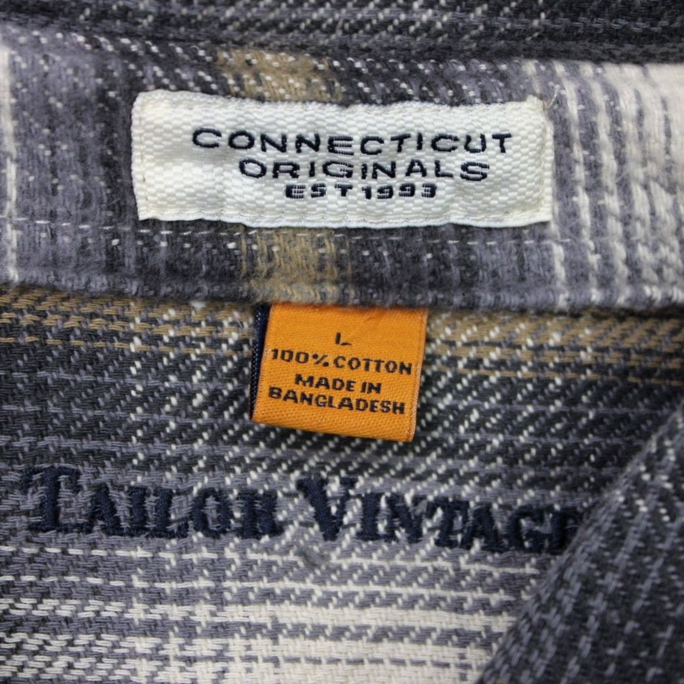 Vintage Tailor Vintage Shirt Mens Large Gray/Yellow Cotton Flannel Long Sleeve Button-Up, Plaid, Heavy Size US L / EU 52-54 / 3 - 5 Thumbnail