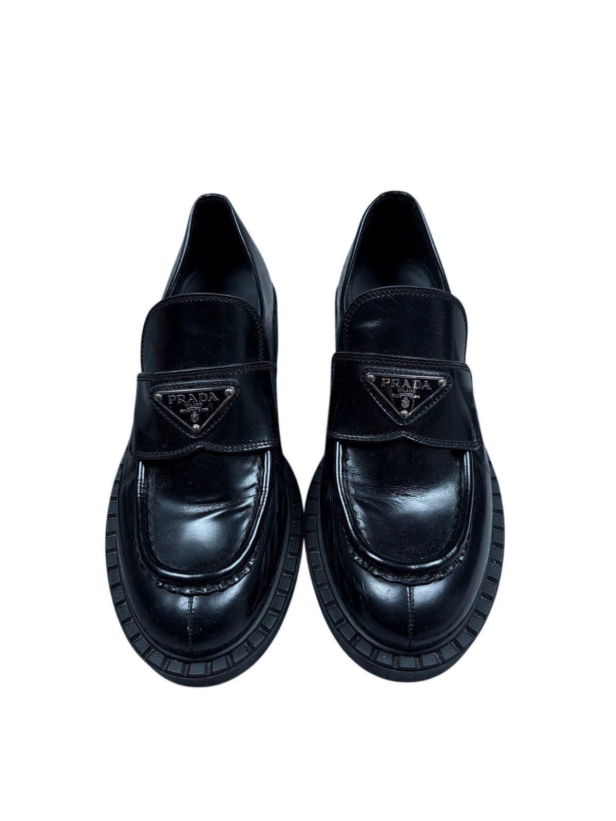 Prada Prada Loafers Black Leather Triangle Logo Size 38 Size US 8 / IT 38 - 2 Thumbnail