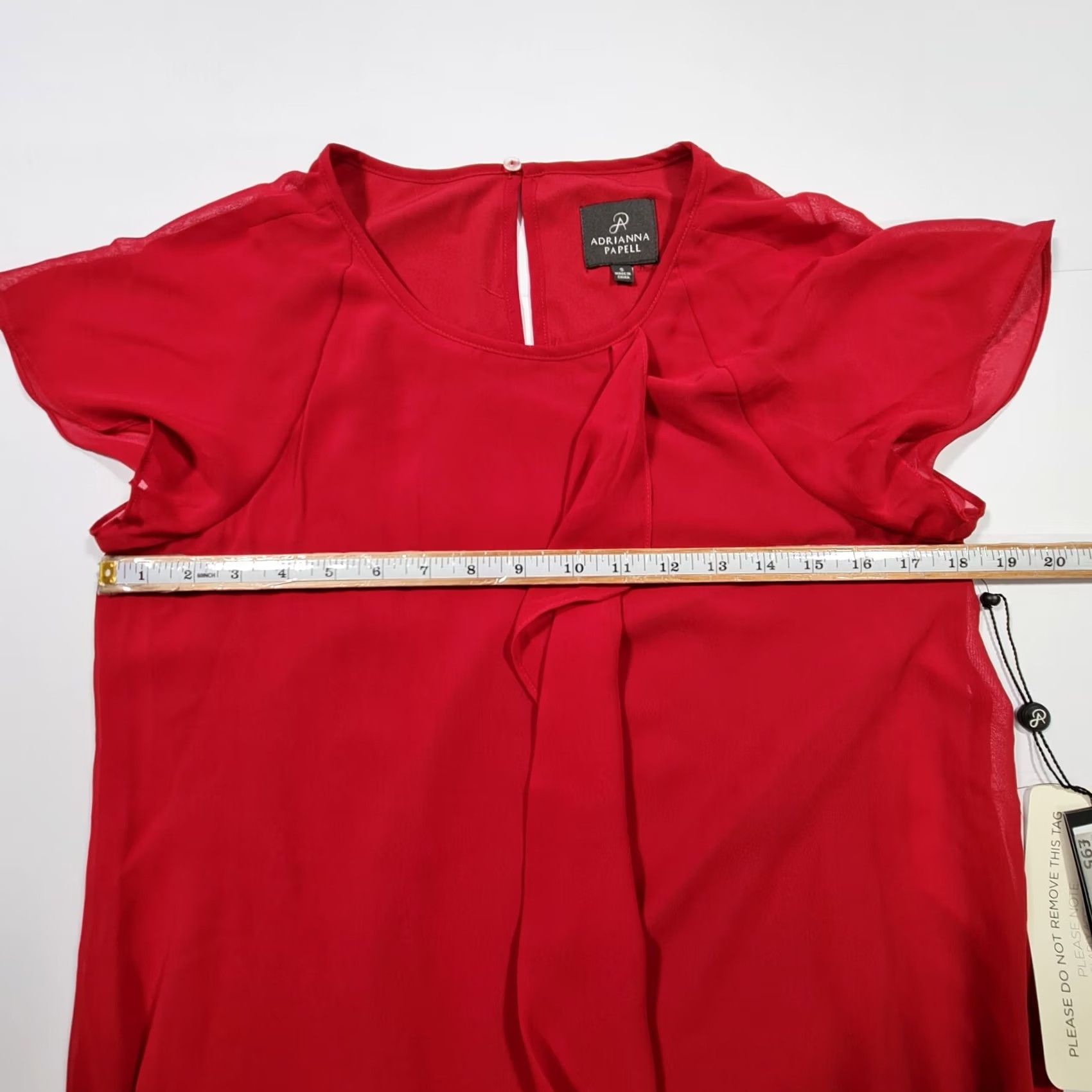 Adrianna Papell Adrianna Papell Dress Womens Red Small Short Sleeves Round Neck Short Length A-Line Party Cocktail Wedding Dry Clean Only Size 28" / US 6 / IT 42 - 7 Thumbnail