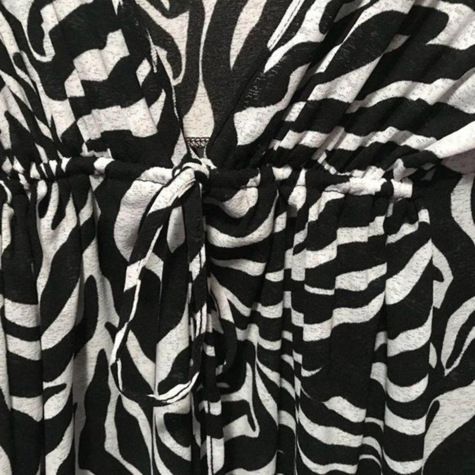 Other Inc Black and White Zebra Print Dress with 3/4 Sleeves Size M / US 6-8 / IT 42-44 - 5 Thumbnail