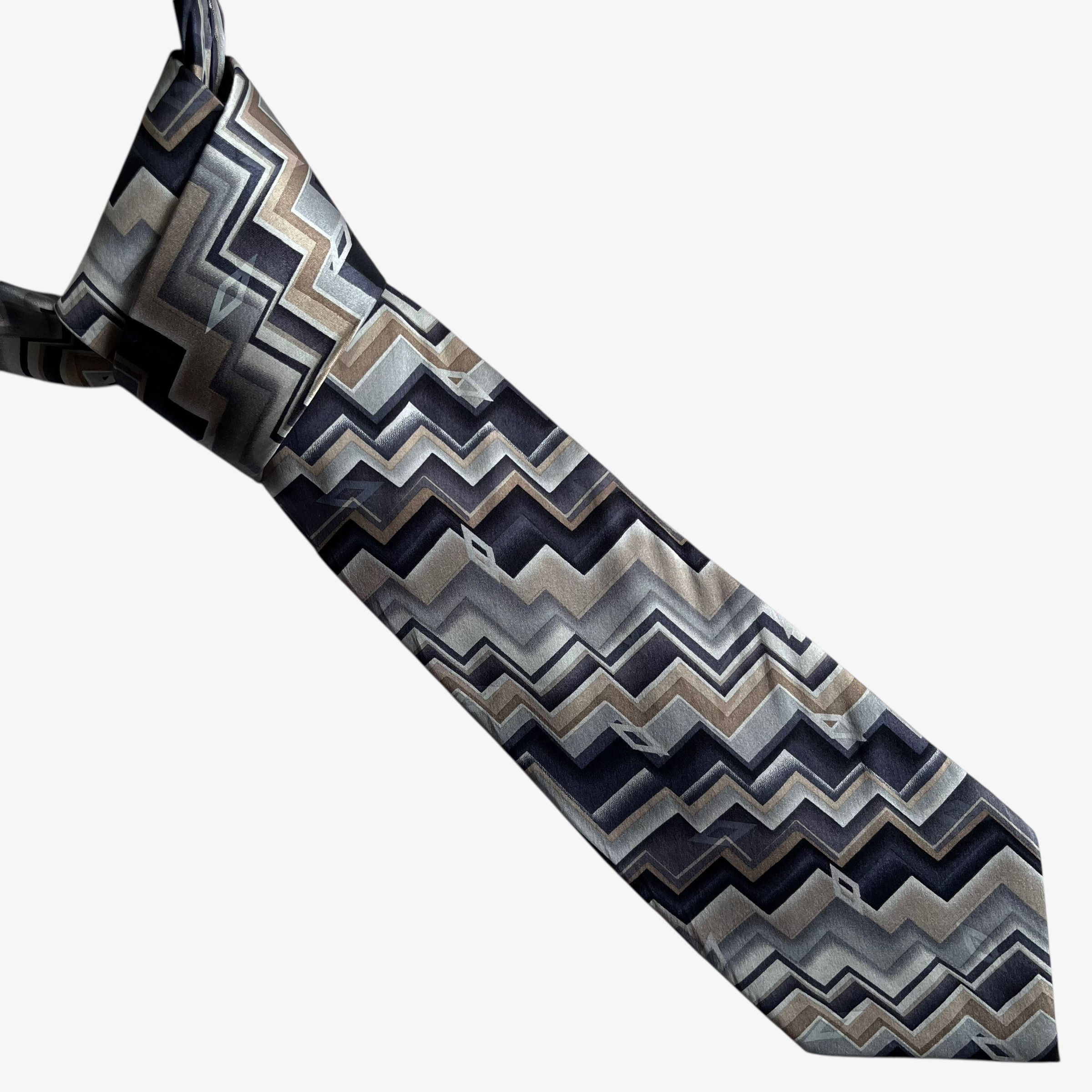 Pierre Cardin Vintage 90s Pierre Cardin Abstract Zig Zag Striped Silk Tie Size ONE SIZE - 1 Thumbnail