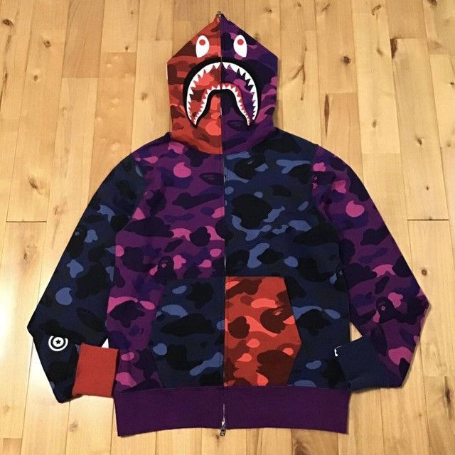 Bape Shark Hoodie Blue Purple Grailed