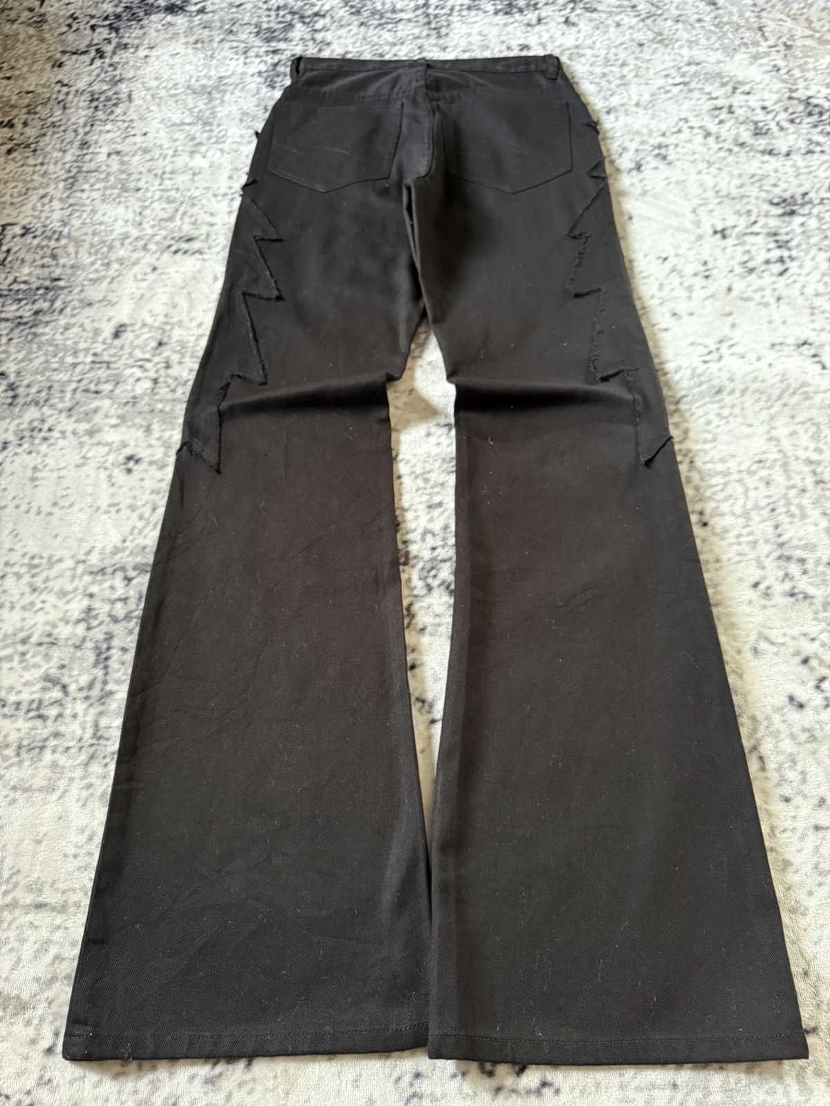 Japanese Brand Amore Pure Jagged Fractured Lightning Studded Flared Jeans Size US 27 - 2 Thumbnail