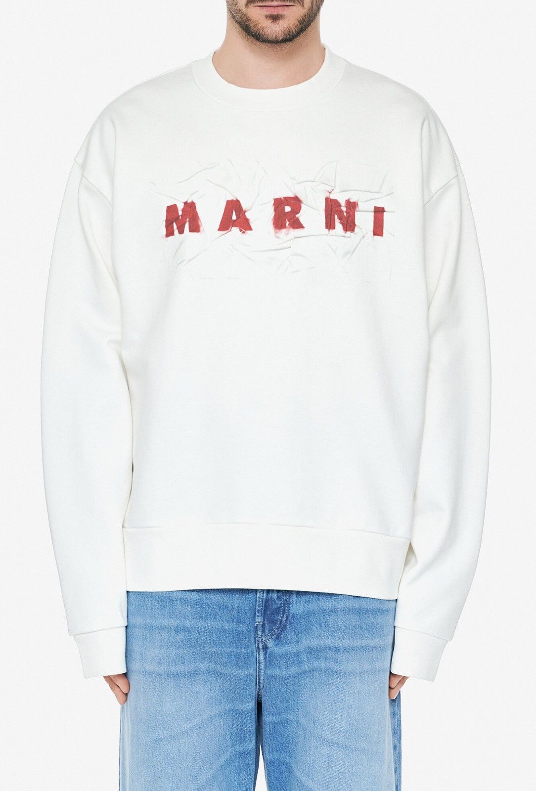 Marni Last Size Marni Wrinkled Logo White Sweatshirt Size US L / EU 52-54 / 3 - 1 Thumbnail