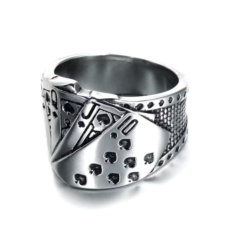 Other Poker Flush Playing Card Stainless Steel Ring Size ONE SIZE - 4 Thumbnail