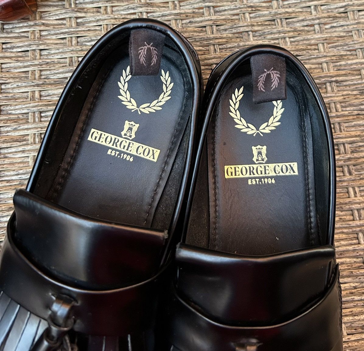 George Cox George Cox X Fred Perry Black Patent Leather Tassel Loafers Size US 9 / EU 42 - 10 Thumbnail