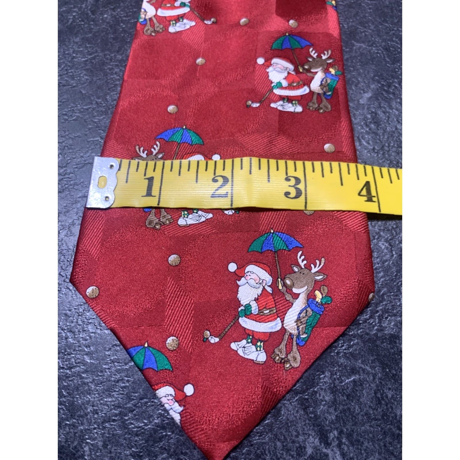 Vintage American Greetings Snowmen Necktie Tie 100% Silk Red Classic 58.5" Winter Mens Size ONE SIZE - 7 Thumbnail