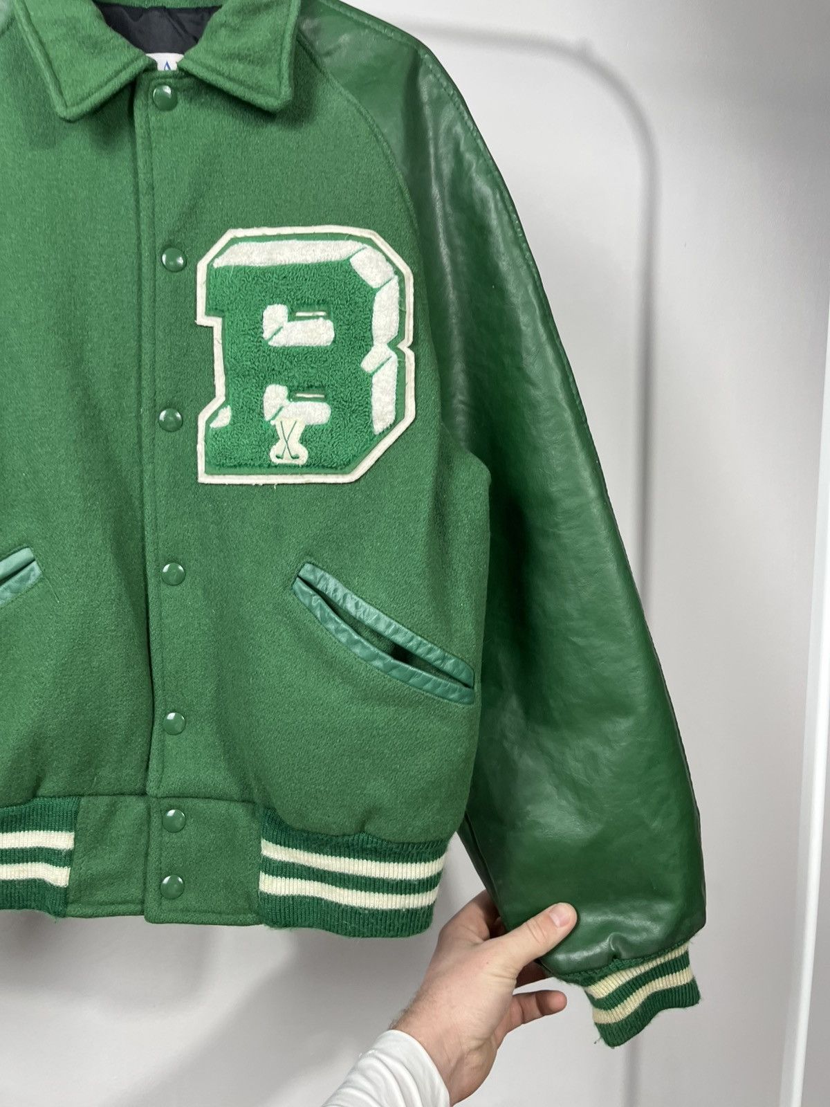 Other Vintage USA Varsity Jacket Green Wool Leather Size M Size US M / EU 48-50 / 2 - 5 Thumbnail